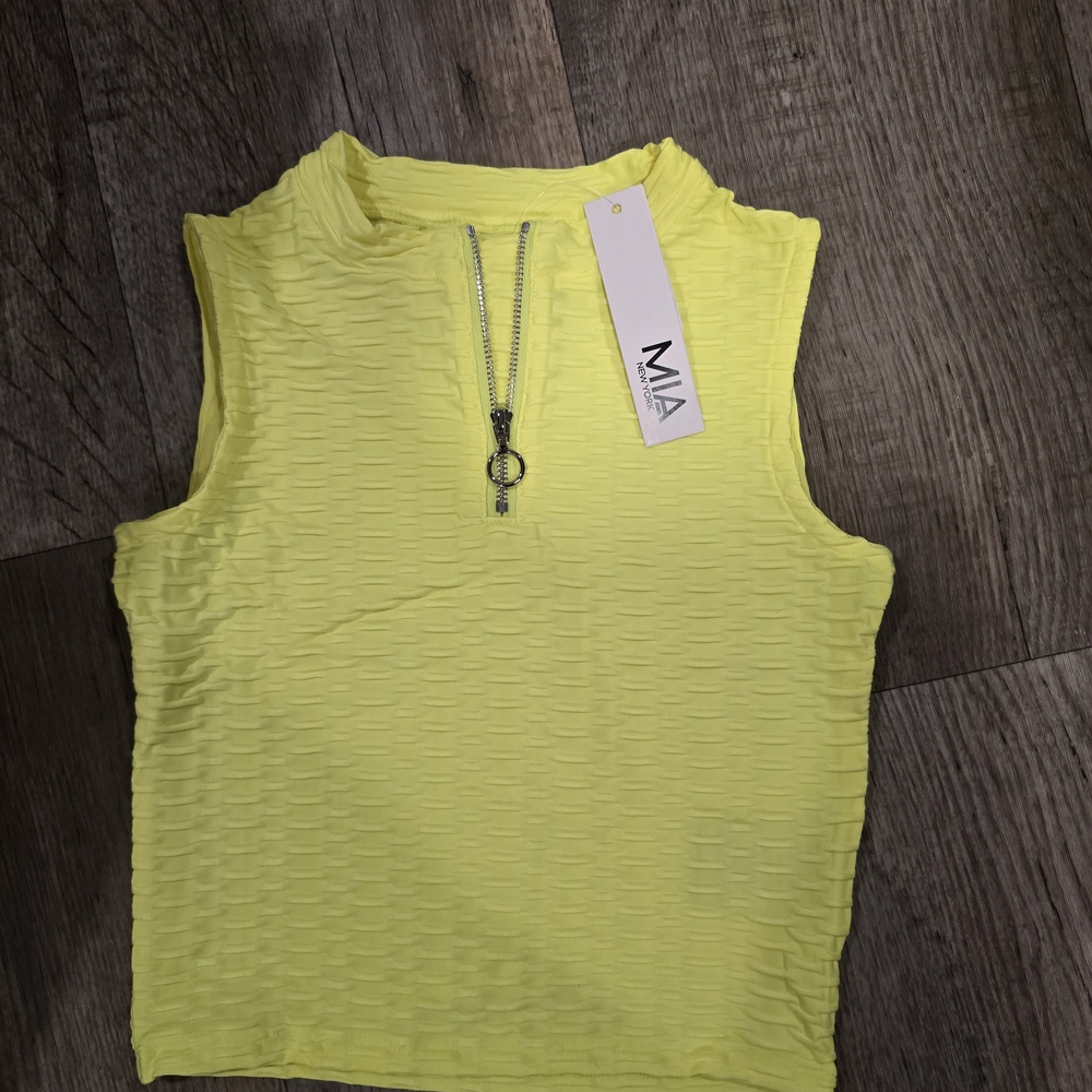 MIA Neon Yellow Textured Tank Top